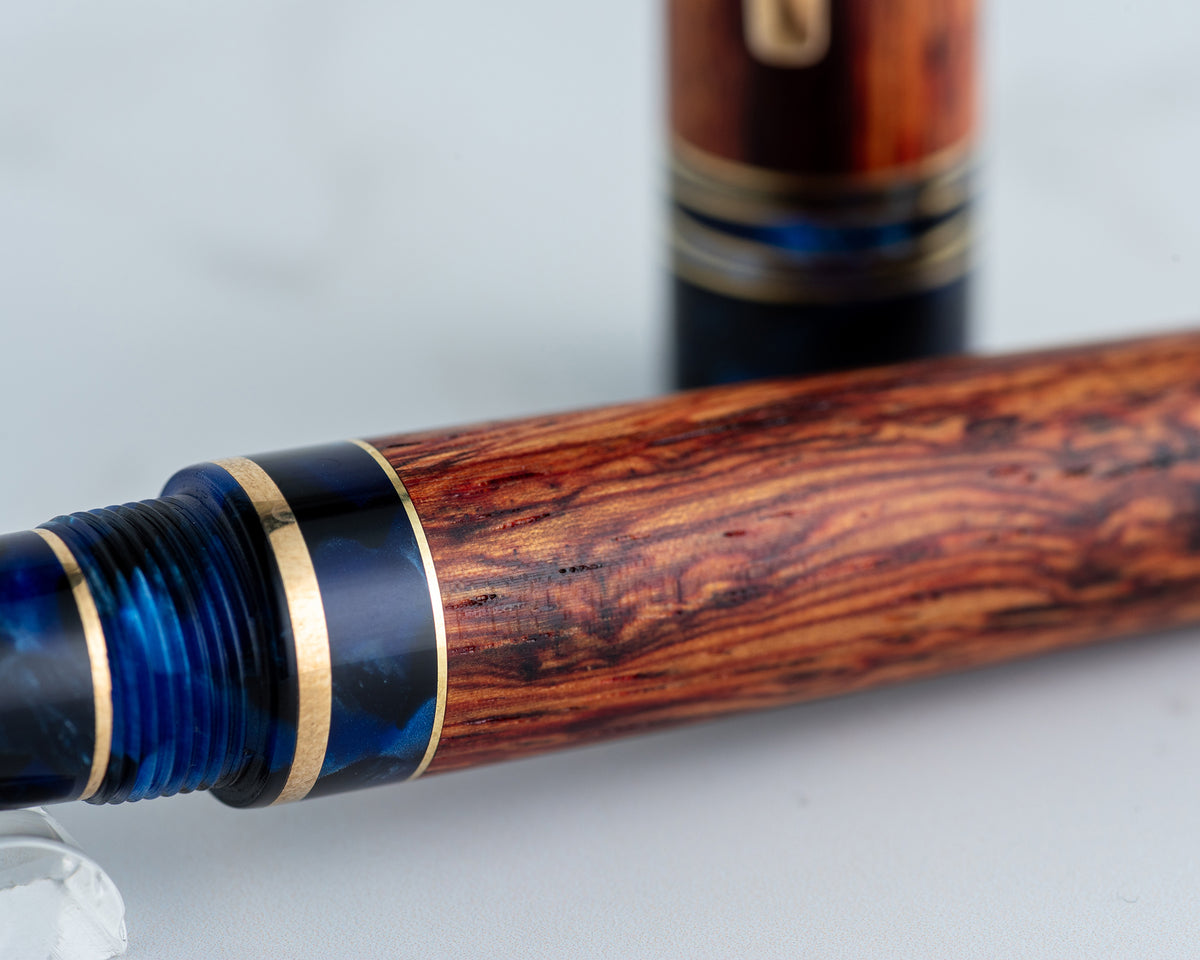 Rhys' Pieces Custom Fountain Pen - "Cerulean Rose" | Handmade Fountain Pen