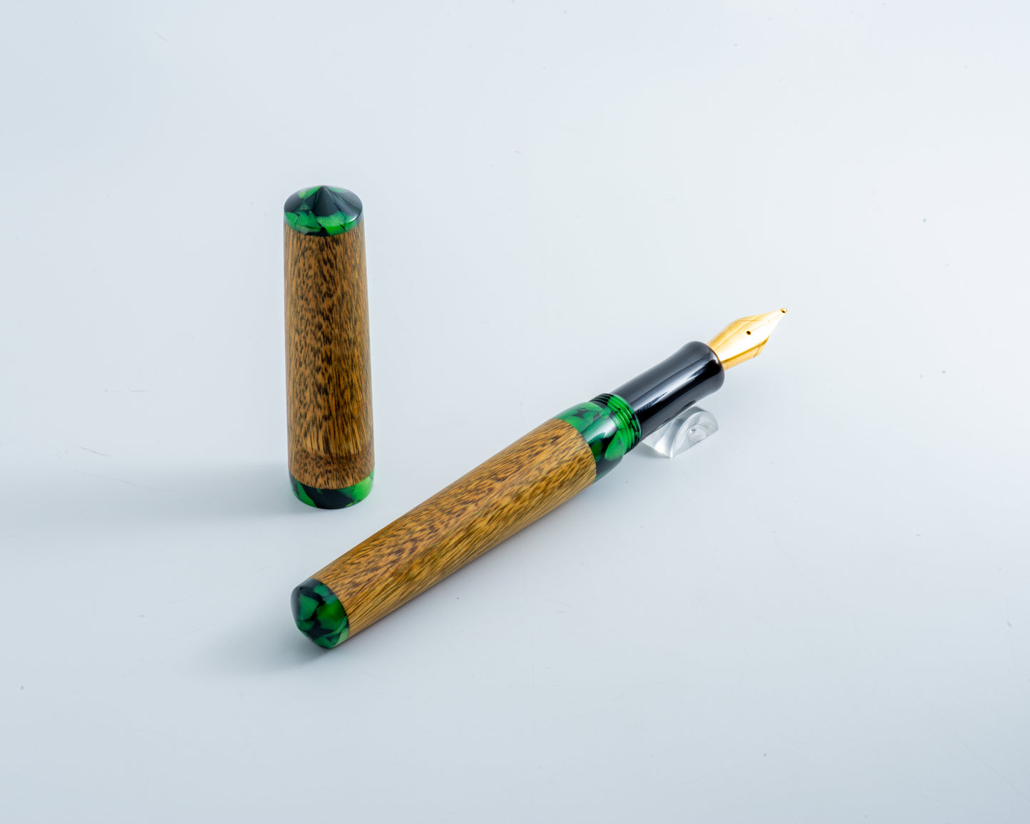 Rhys' Pieces Custom Fountain Pen - "Rain Forest" Lignum Vitae & Acrylic