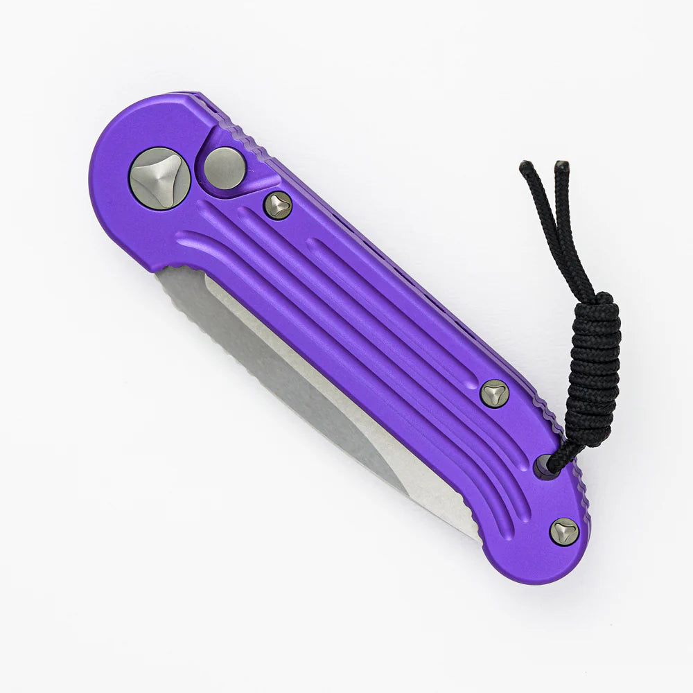 Microtech L.U.D.T. Purple Stonewash Partial Serrated Auto Folding Knife