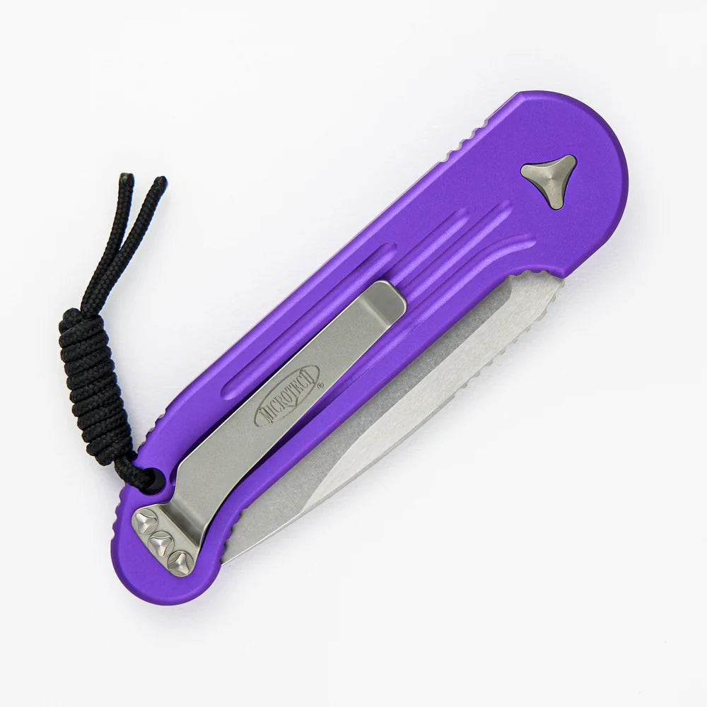 Microtech L.U.D.T. Purple Stonewash Partial Serrated Auto Folding Knife