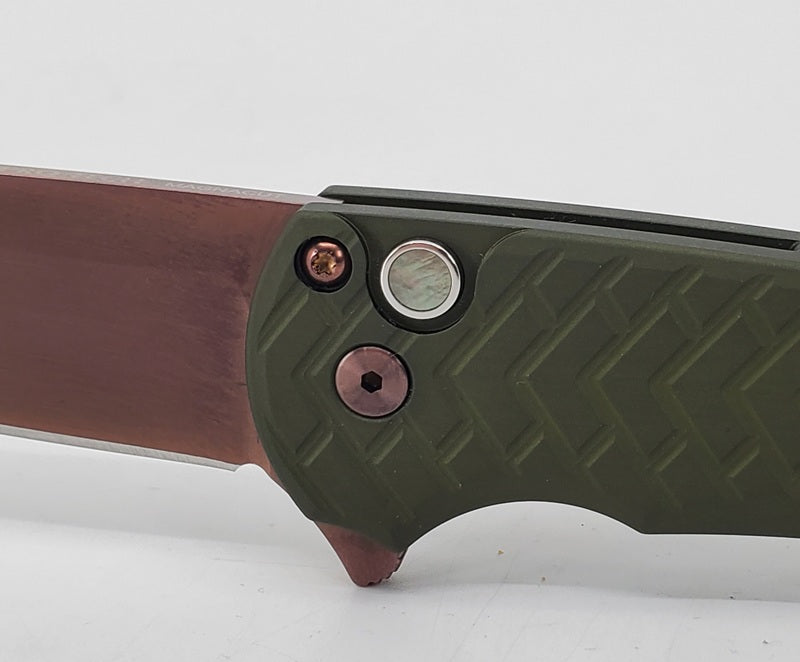 Protech Malibu Green Tread Handle w/ Copper Rose PVD Magnacut Blade Blade Show West 2026 Exclusive #Prototype