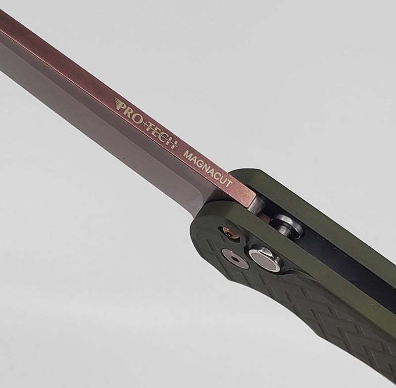 Protech Malibu Green Tread Handle w/ Copper Rose PVD Magnacut Blade Blade Show West 2026 Exclusive #Prototype