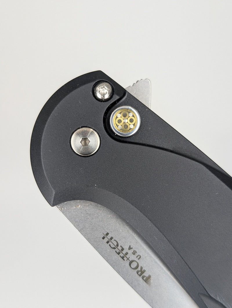 Protech Cambria 2 Maple Burl Magnacut Buttonlock Folding Knife Blade Show West 2025