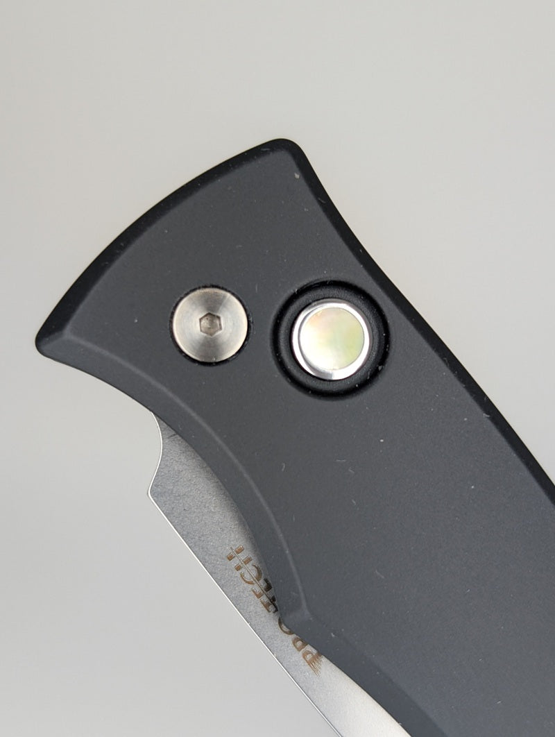Protech Duke 2 Pearl Button Magnacut Auto Folding Knife Blade Show West 2025