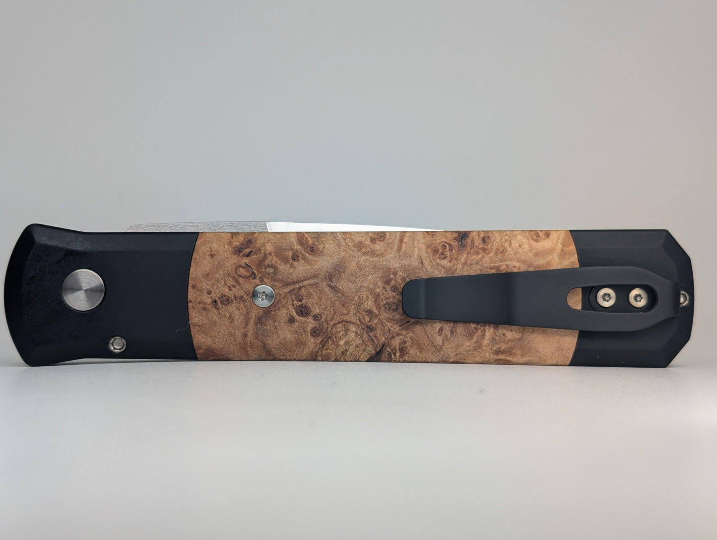 Protech Godfather Maple Burl Inlay w/ Satin 154CM Auto Folding Knife