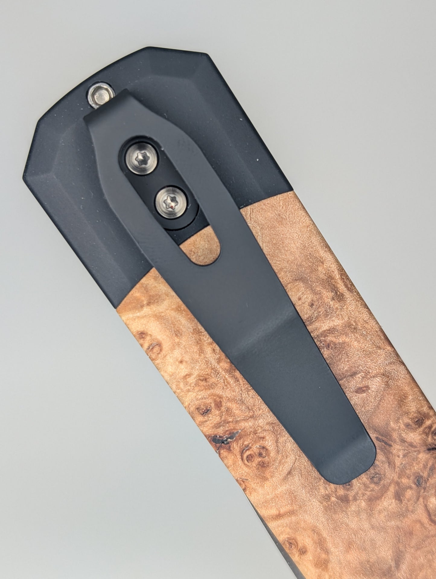 Protech Godfather Maple Burl Inlay w/ Satin 154CM Auto Folding Knife