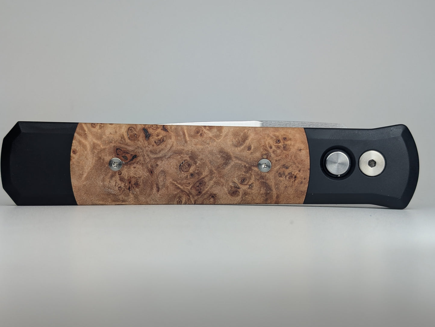Protech Godfather Maple Burl Inlay w/ Satin 154CM Auto Folding Knife