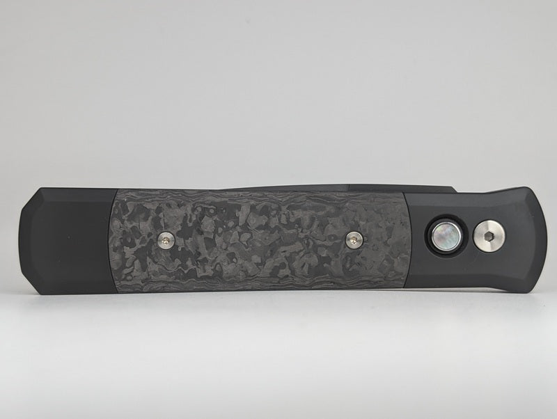 Protech Godfather Black Aluminum TechnoCarbo CF Inlay DLC 154-CM Auto Folding Knife