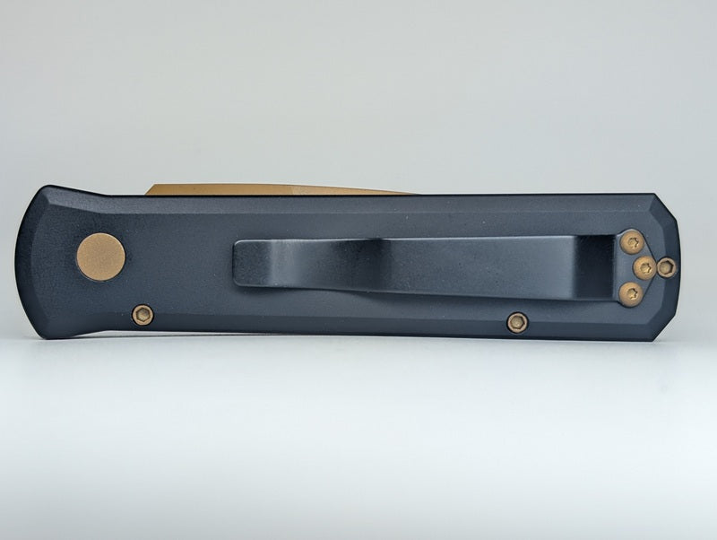 Protech Godson Black / Tan PVD 154CM / Tan PVD Hardware Auto Folding Knife