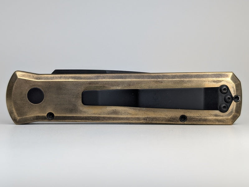 Protech Godson Custom Bronze Black Pearl Button Black Blade Auto Folding Knife