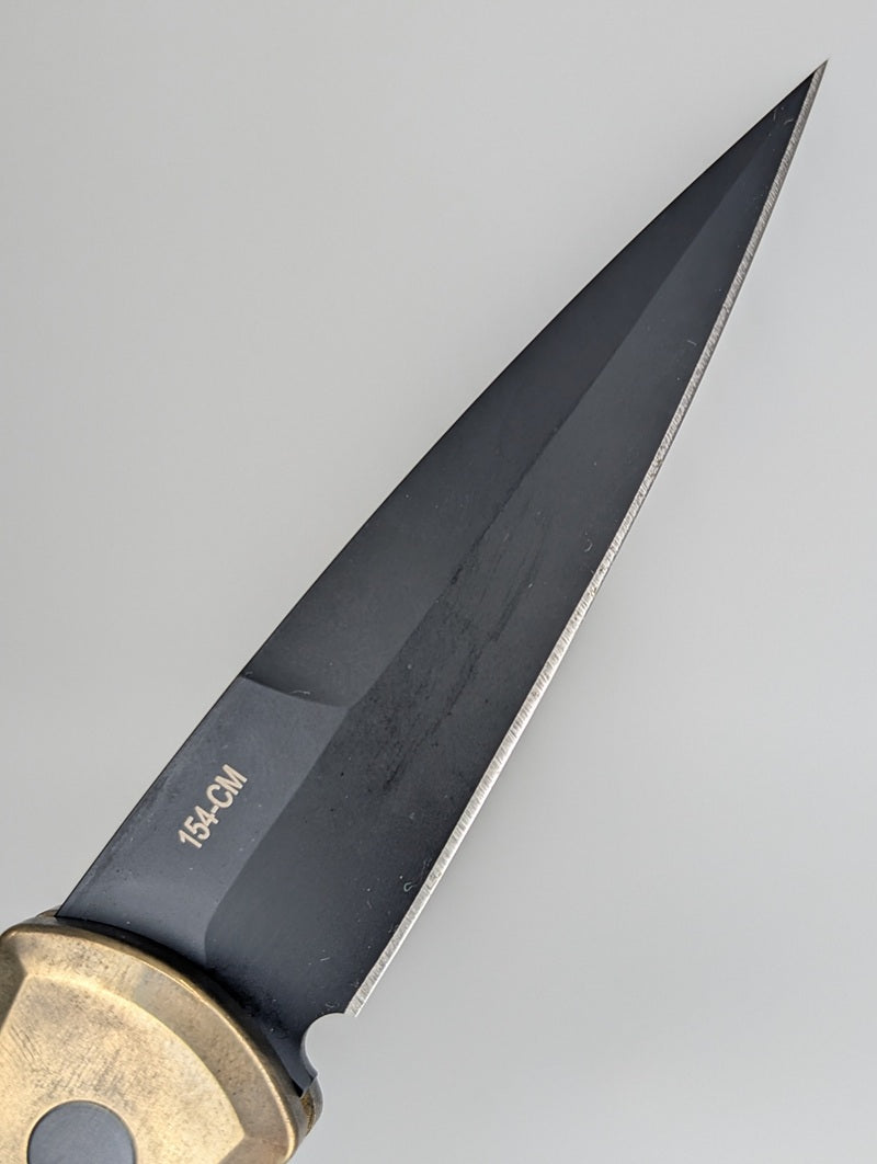 Protech Godson Custom Bronze Black Pearl Button Black Blade Auto Folding Knife