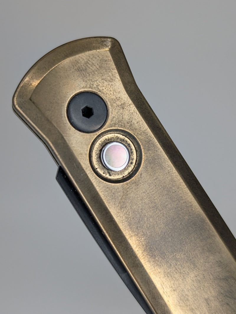 Protech Godson Custom Bronze Black Pearl Button Black Blade Auto Folding Knife