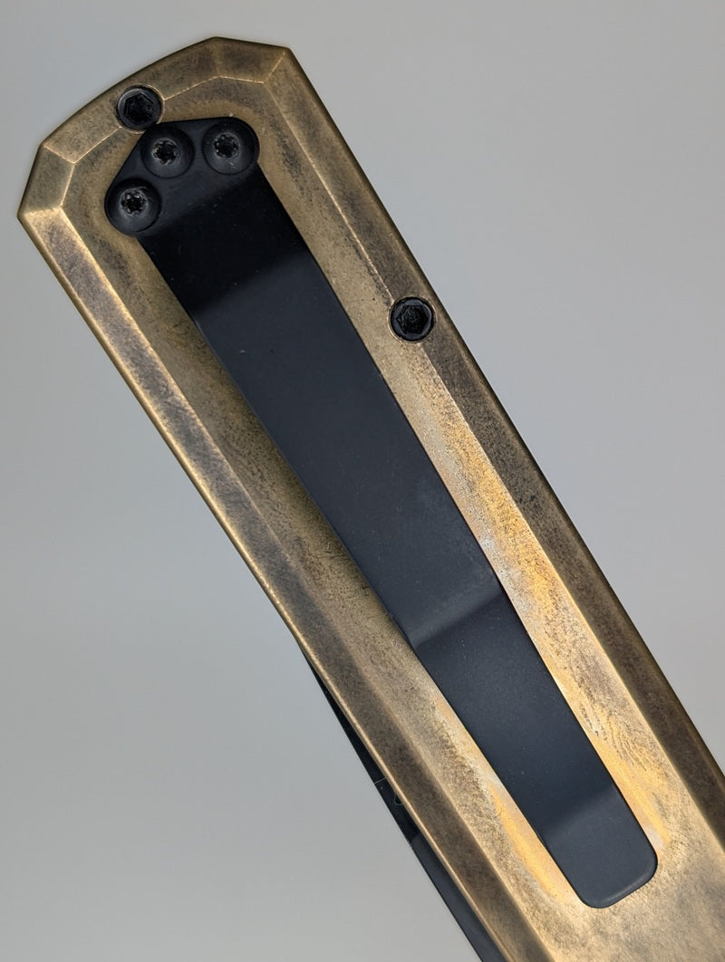 Protech Godson Custom Bronze Black Pearl Button Black Blade Auto Folding Knife