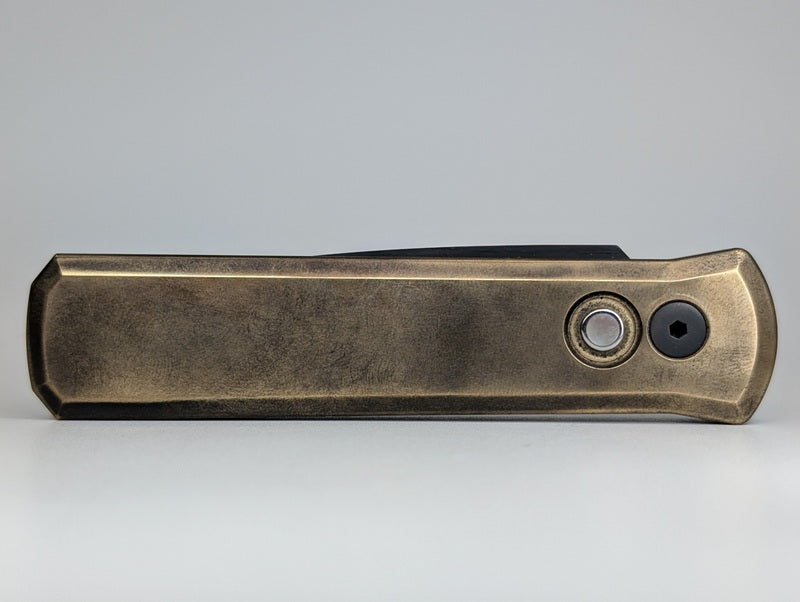 Protech Godson Custom Bronze Black Pearl Button Black Blade Auto Folding Knife