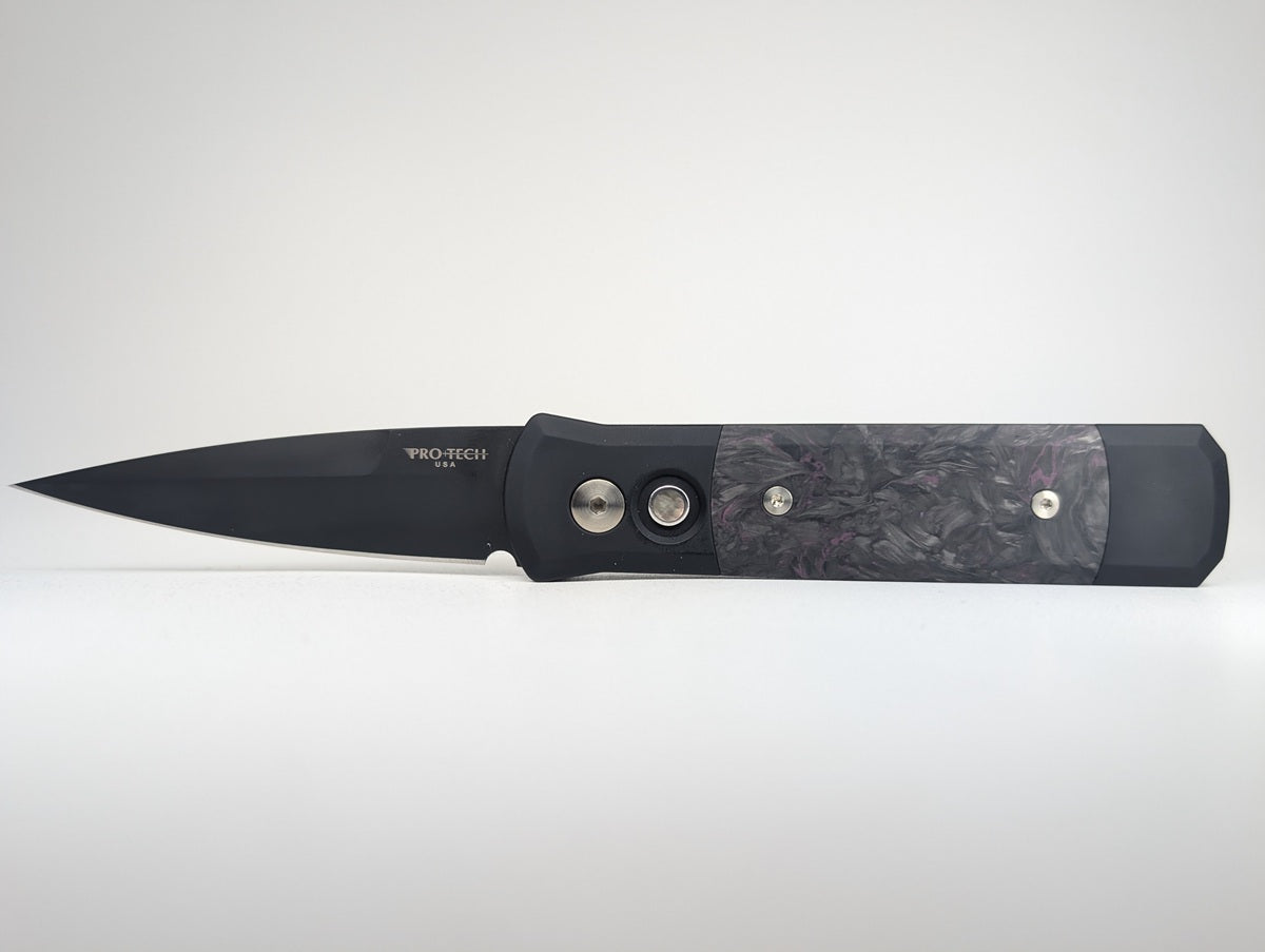 *Consignment* Protech Godson Fat Carbon Dark Matter Purple Auto Folding Knife