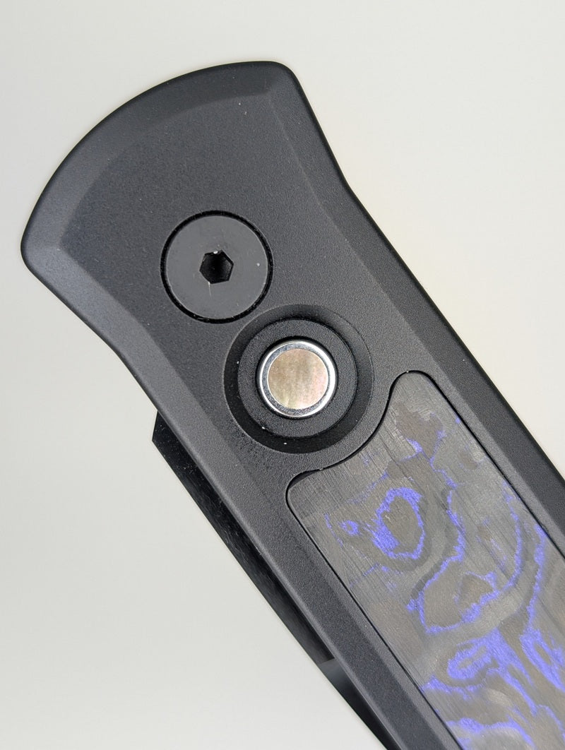 Protech Godson Violet Marble Carbon Fiber Inlay DLC Satin 20CV Blade Auto Folding Knife