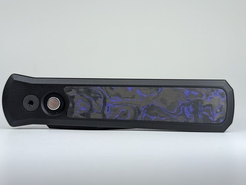 Protech Godson Violet Marble Carbon Fiber Inlay DLC Satin 20CV Blade Auto Folding Knife