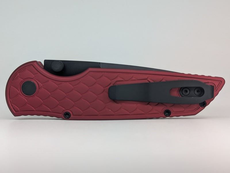 Protech Integrity Red Reptile Magnacut DLC Button Lock Folding Knife