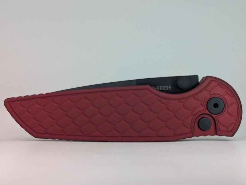 Protech Integrity Red Reptile Magnacut DLC Button Lock Folding Knife
