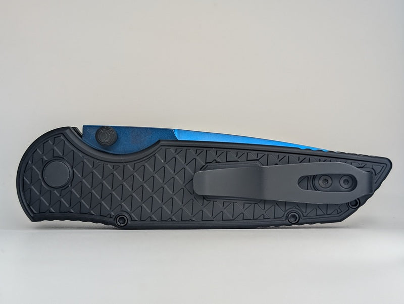 *Consignment* Protech Integrity Relic Sapphire Blue Button Lock Folding Knife
