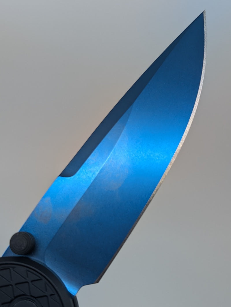*Consignment* Protech Integrity Relic Sapphire Blue Button Lock Folding Knife