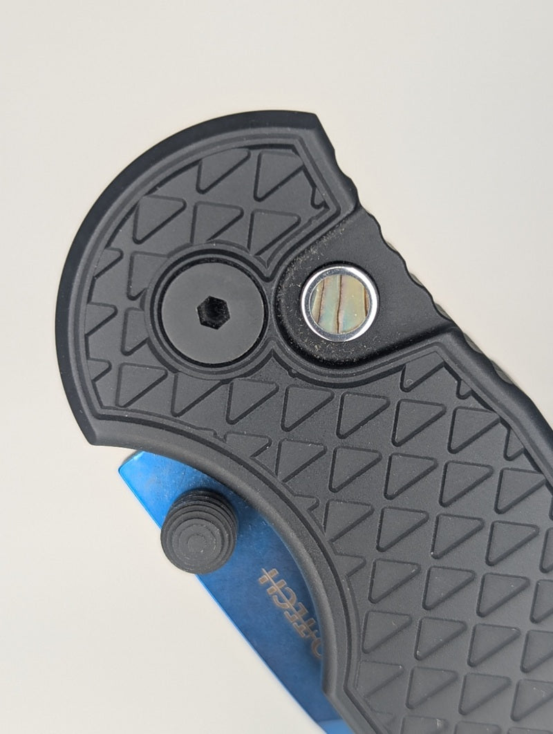 *Consignment* Protech Integrity Relic Sapphire Blue Button Lock Folding Knife