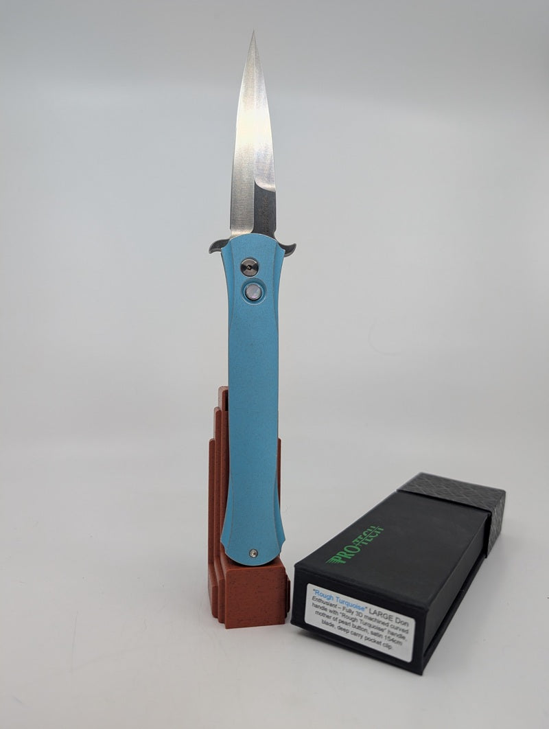 *Consignment* Protech Large Don Rough Turquoise Auto Folding Knife