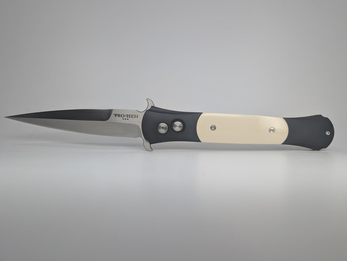 Protech Large Don "Tuxedo" Ivory Micarta Inlay 154-CM Auto Folding Knife