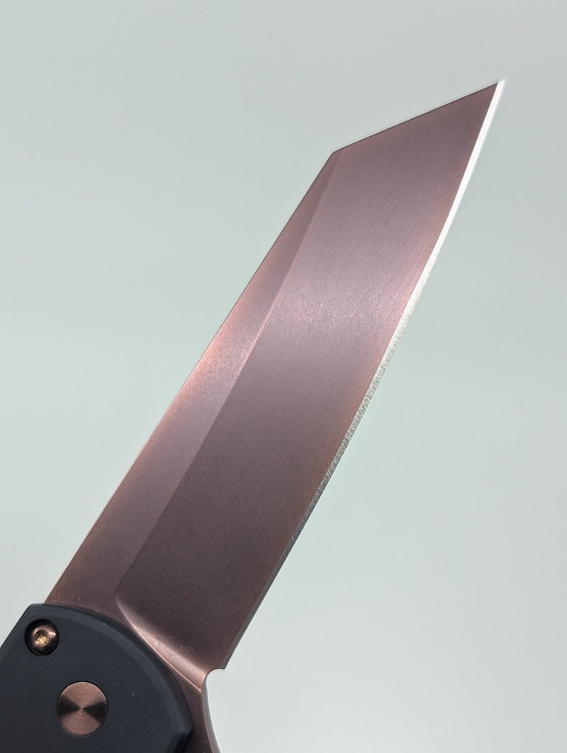 Protech Malibu Black Copper Rose PVD Magnacut Reverse Tanto Button Lock Folding Knife