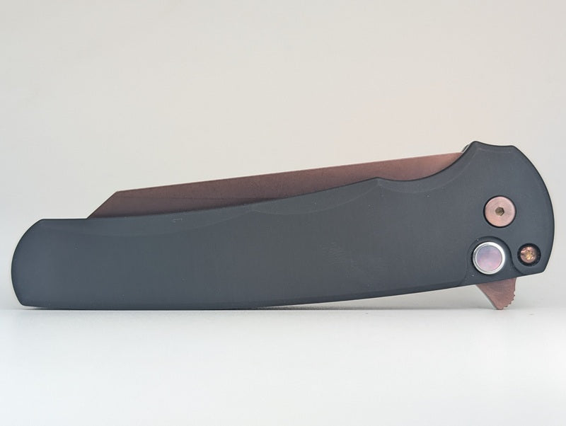 Protech Malibu Black Copper Rose PVD Magnacut Reverse Tanto Button Lock Folding Knife