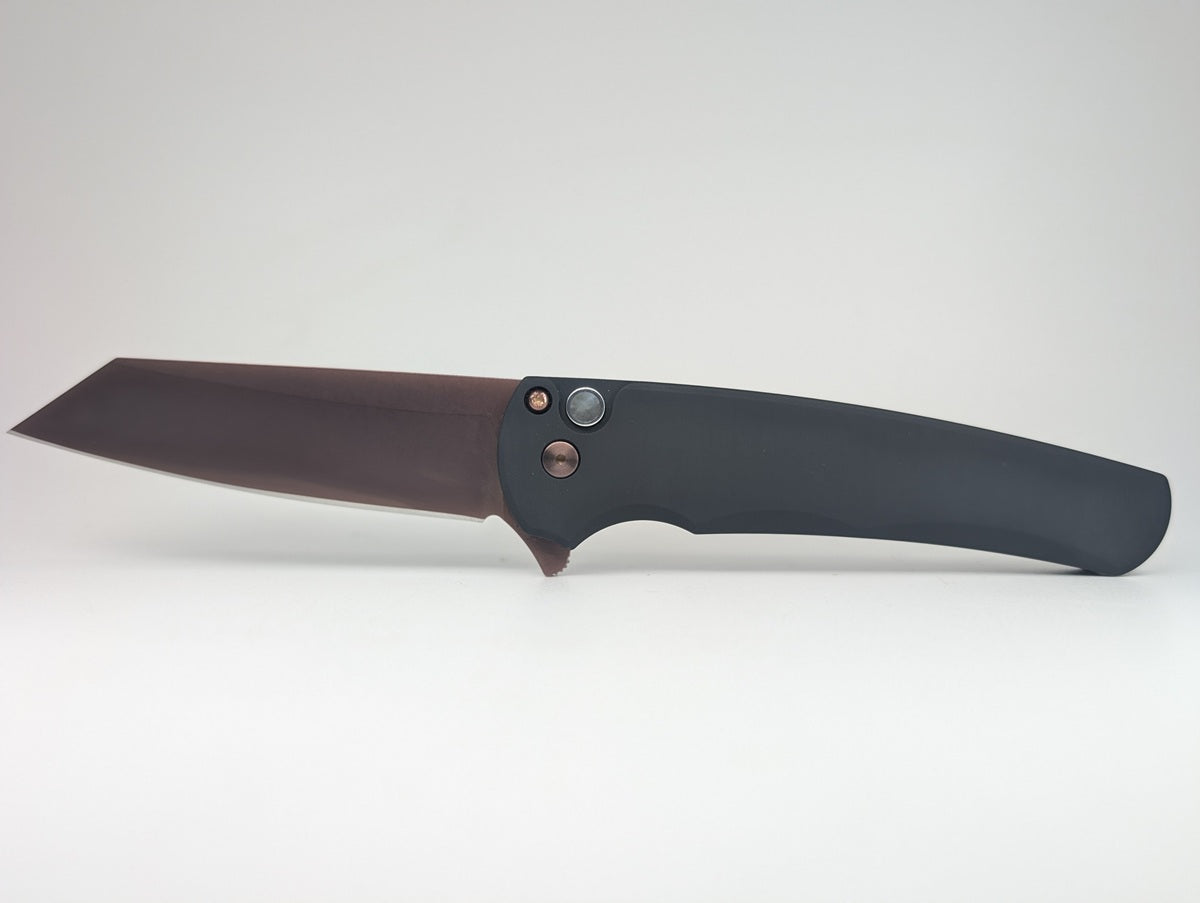 Protech Malibu Black Copper Rose PVD Magnacut Reverse Tanto Button Lock Folding Knife