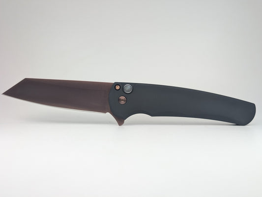 Protech Malibu Black Copper Rose PVD Magnacut Reverse Tanto Button Lock Folding Knife