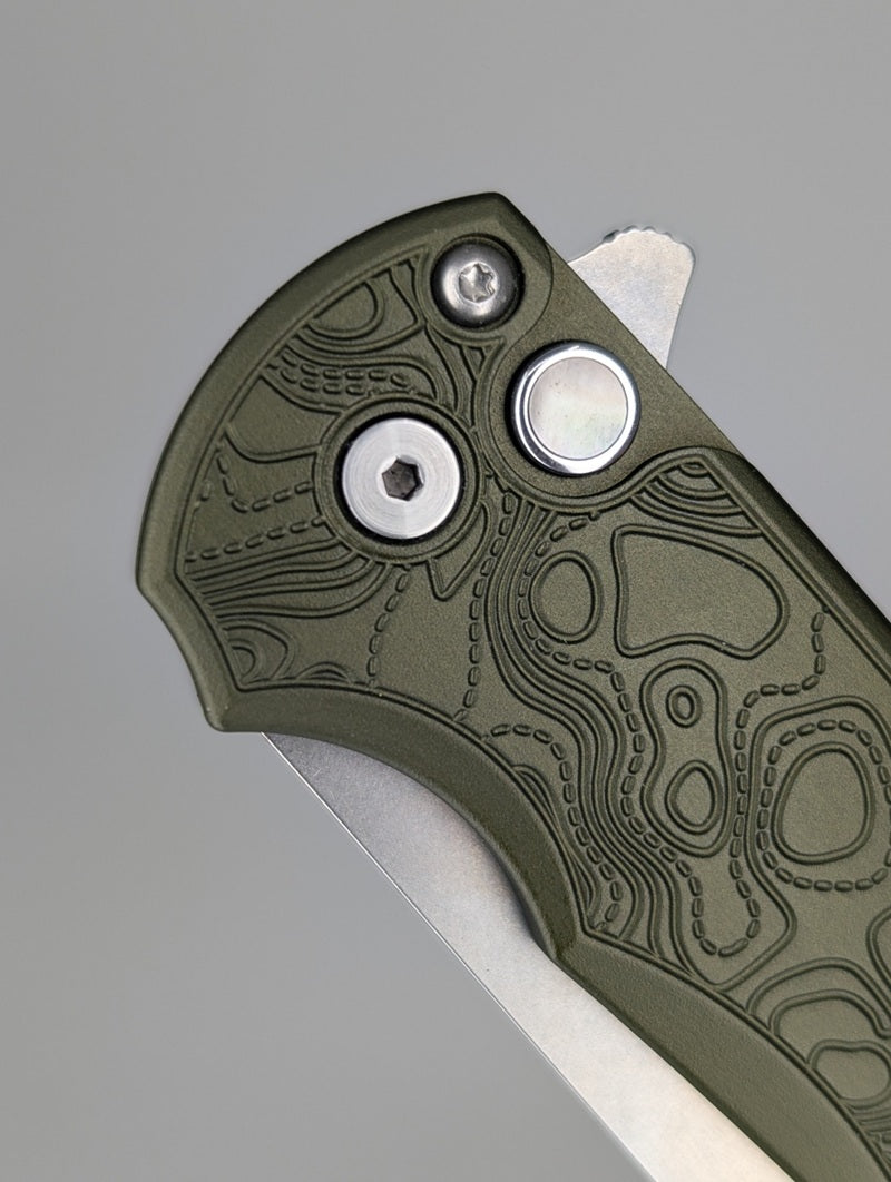 *Consignment* Protech Malibu Green Topo Buttonlock Folding Knife