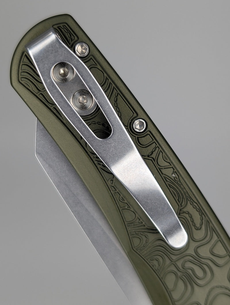 *Consignment* Protech Malibu Green Topo Buttonlock Folding Knife