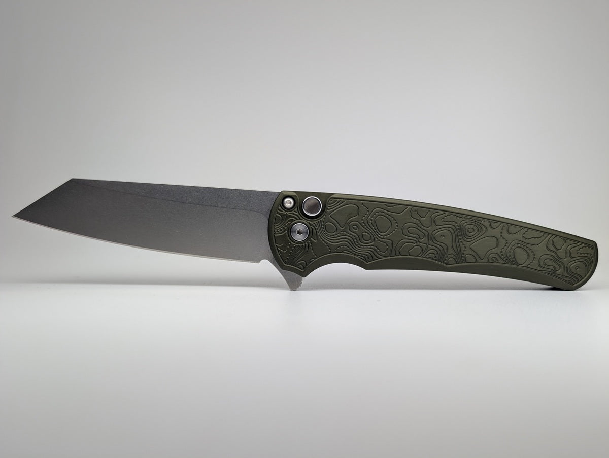*Consignment* Protech Malibu Green Topo Buttonlock Folding Knife