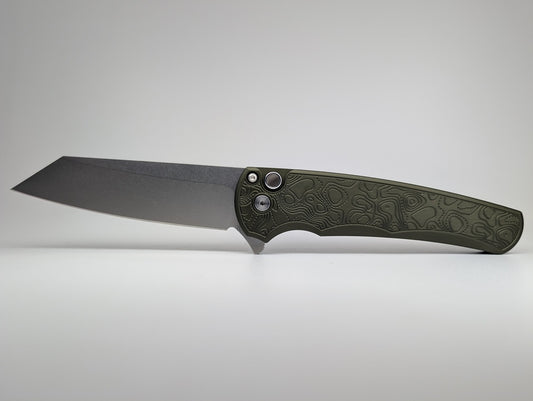 *Consignment* Protech Malibu Green Topo Buttonlock Folding Knife