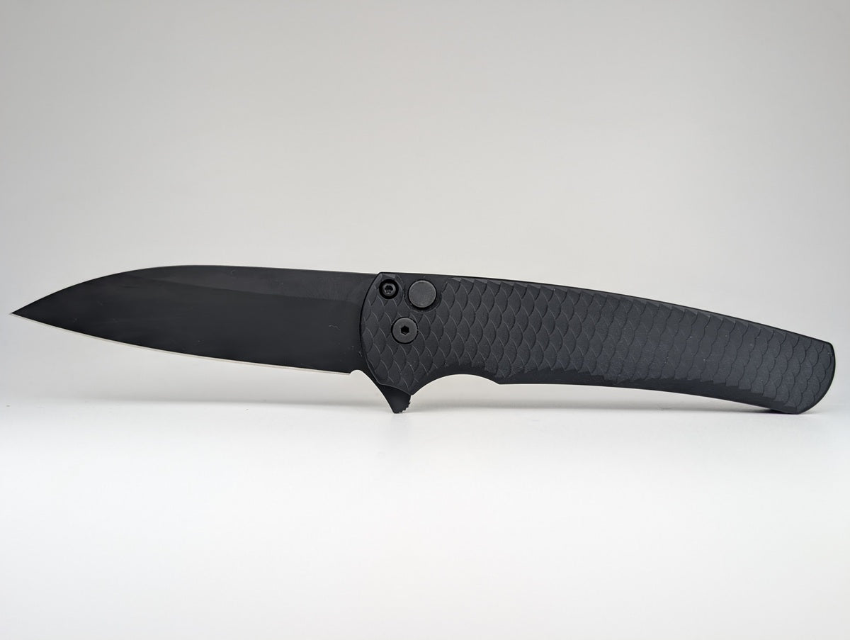 *Consignment* Protech Malibu Dragon Scale Black DLC Magnacut Button Lock Folding Knife