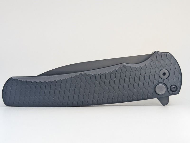 *Consignment* Protech Malibu Black Dragonscale DLC Magnacut Button Lock Folding Knife