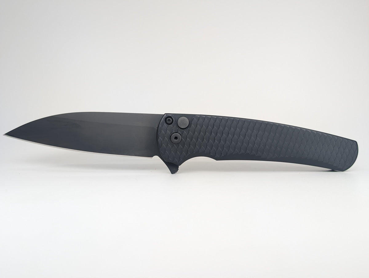 *Consignment* Protech Malibu Black Dragonscale DLC Magnacut Button Lock Folding Knife
