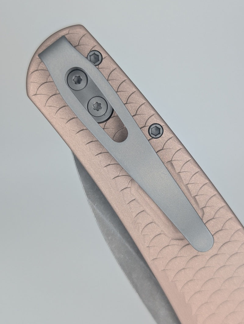 Protech Malibu FDE Dragon Scale Magnacut Pearl Buttonlock Folding Knife