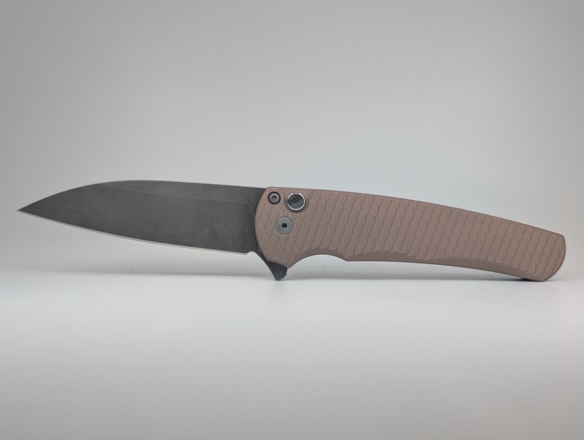 Protech Malibu FDE Dragon Scale Magnacut Pearl Buttonlock Folding Knife
