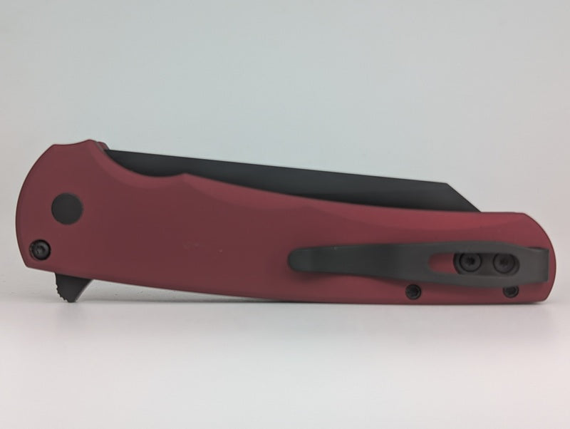 Protech Malibu Flipper Red DLC Magnacut Button Lock Folding Knife