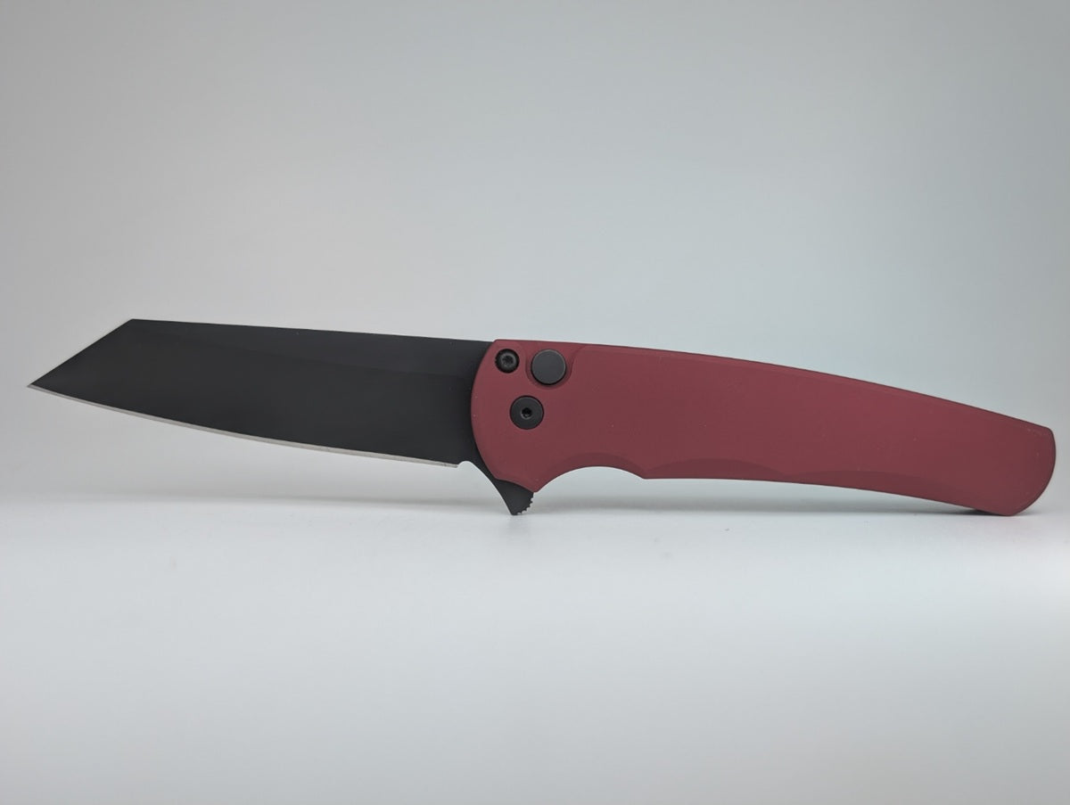 Protech Malibu Flipper Red DLC Magnacut Button Lock Folding Knife