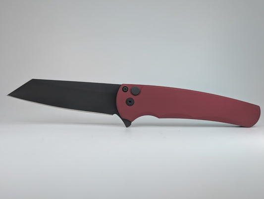 Protech Malibu Flipper Red DLC Magnacut Button Lock Folding Knife