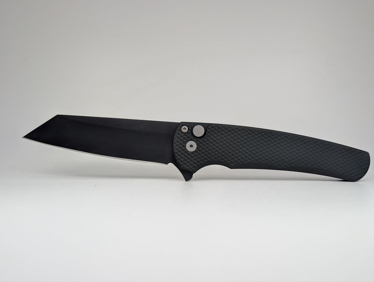 Protech Malibu Green Aluminum DLC Reverse Tanto Button Lock Folding Knife