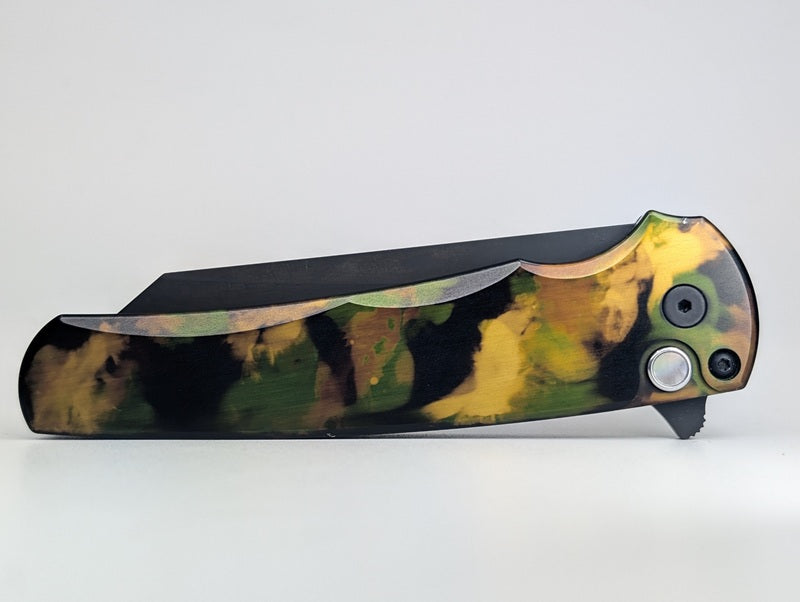 *Consignment* Protech Malibu Woodland Camo REC Exclusive Button Lock Folding Knife