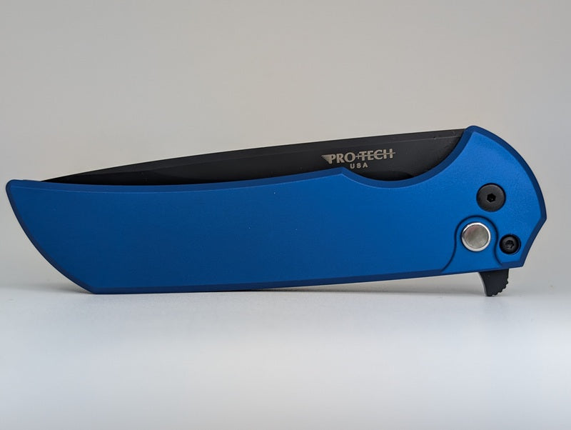 Protech Mordax CCKS Show Exclusive Blue Aluminum DLC 20CV  w/ Pearl Button Folding Knife