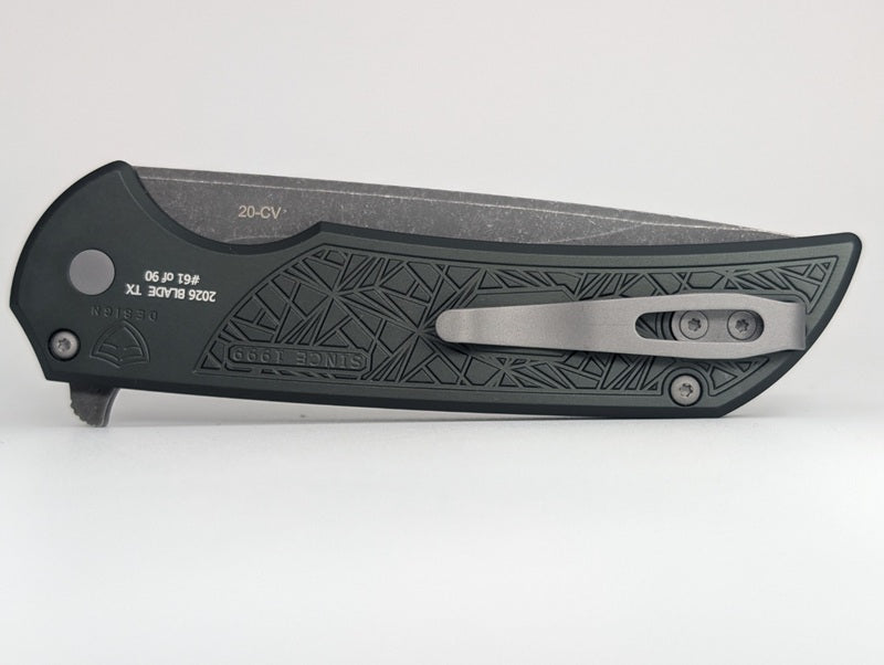Protech Mordax Green Nexus Acid Wash 20CV Button Lock Folding Knife