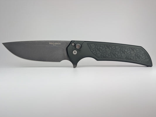 Protech Mordax Green Nexus Acid Wash 20CV Button Lock Folding Knife