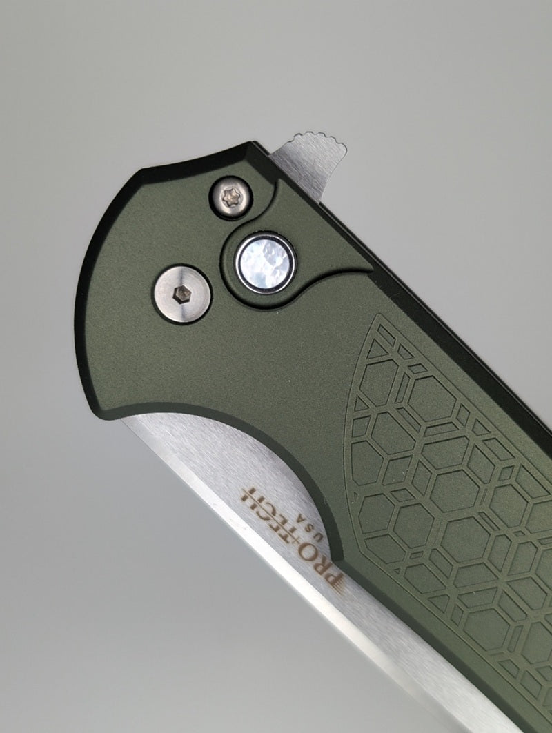 Protech Mordax Green Magnacut Pearl Buttonlock Folding Knife 39 of 80 Blade Show West 2025